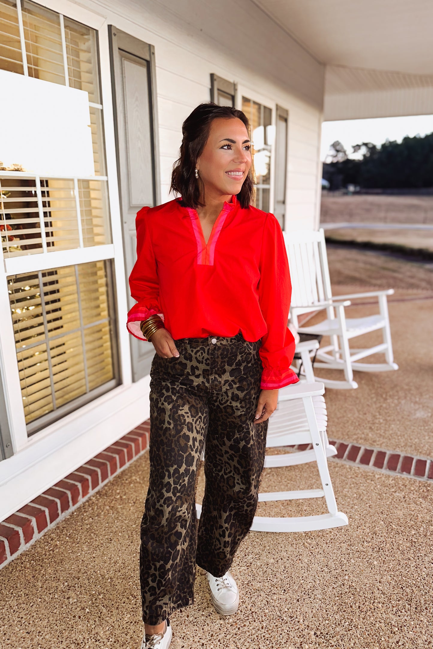 The Holly Grace Blouse in Red