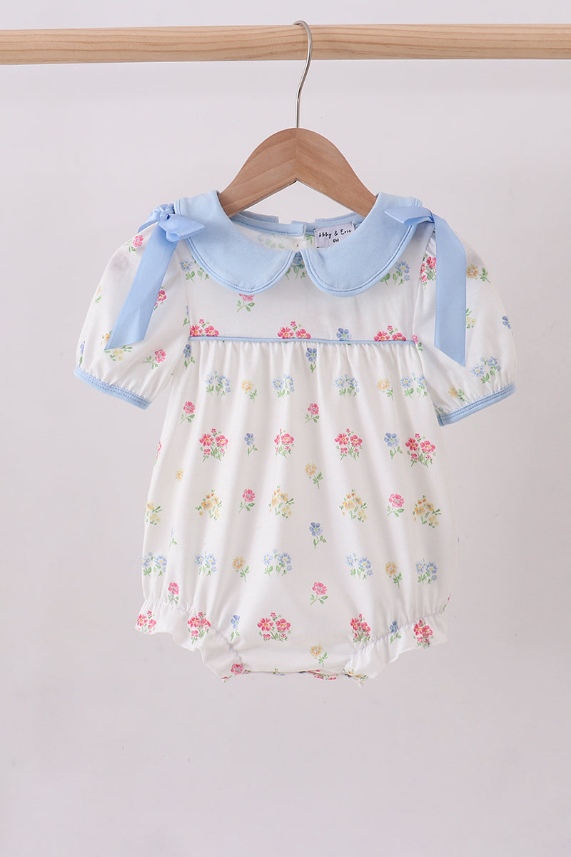 Girls Blue Floral Bow Bubble