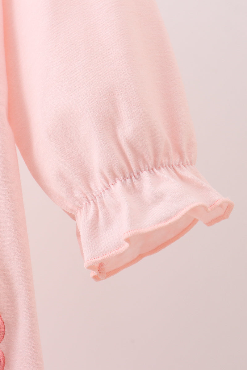 Pink Floral Bow Applique Dress