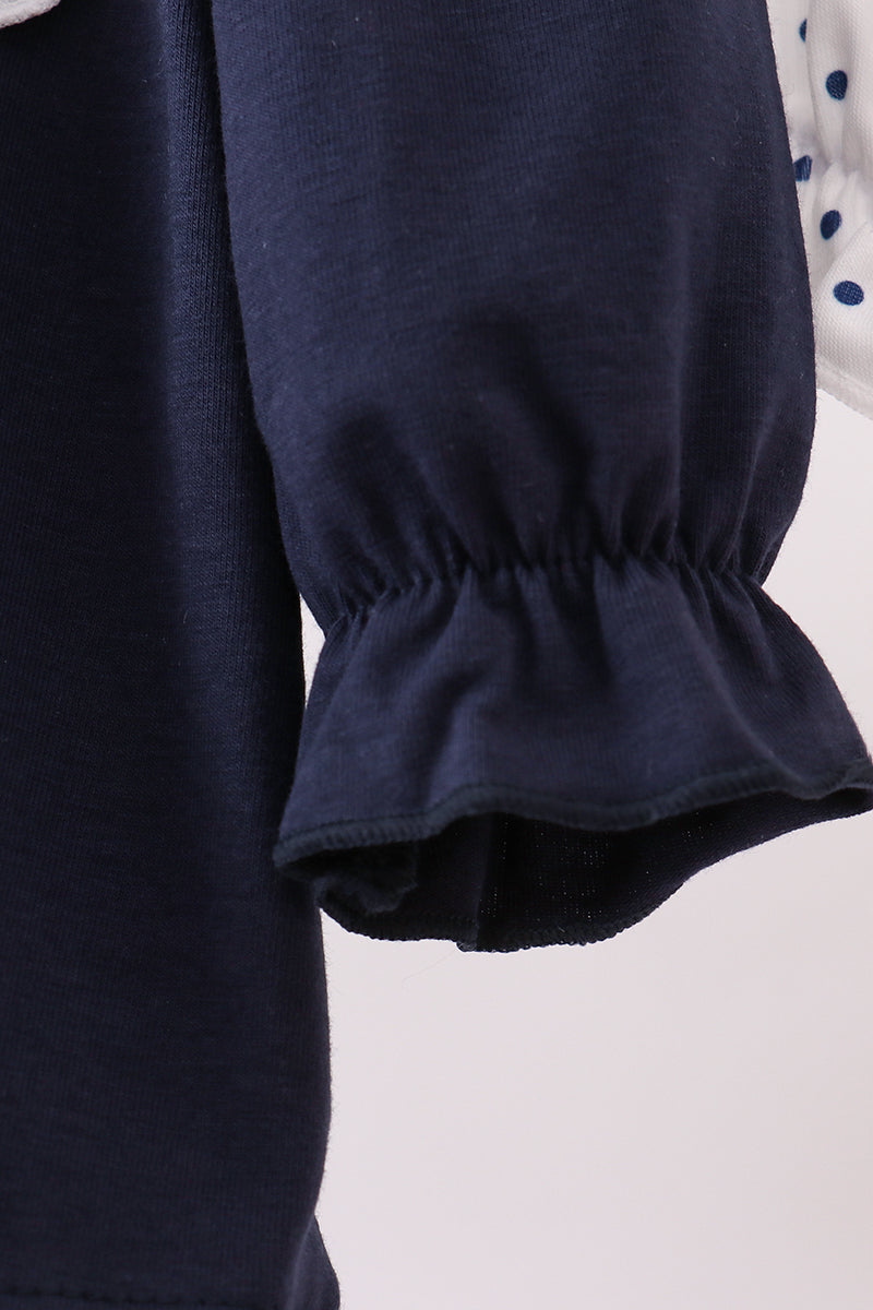 Navy Nativity Ruffle Bloomer Set