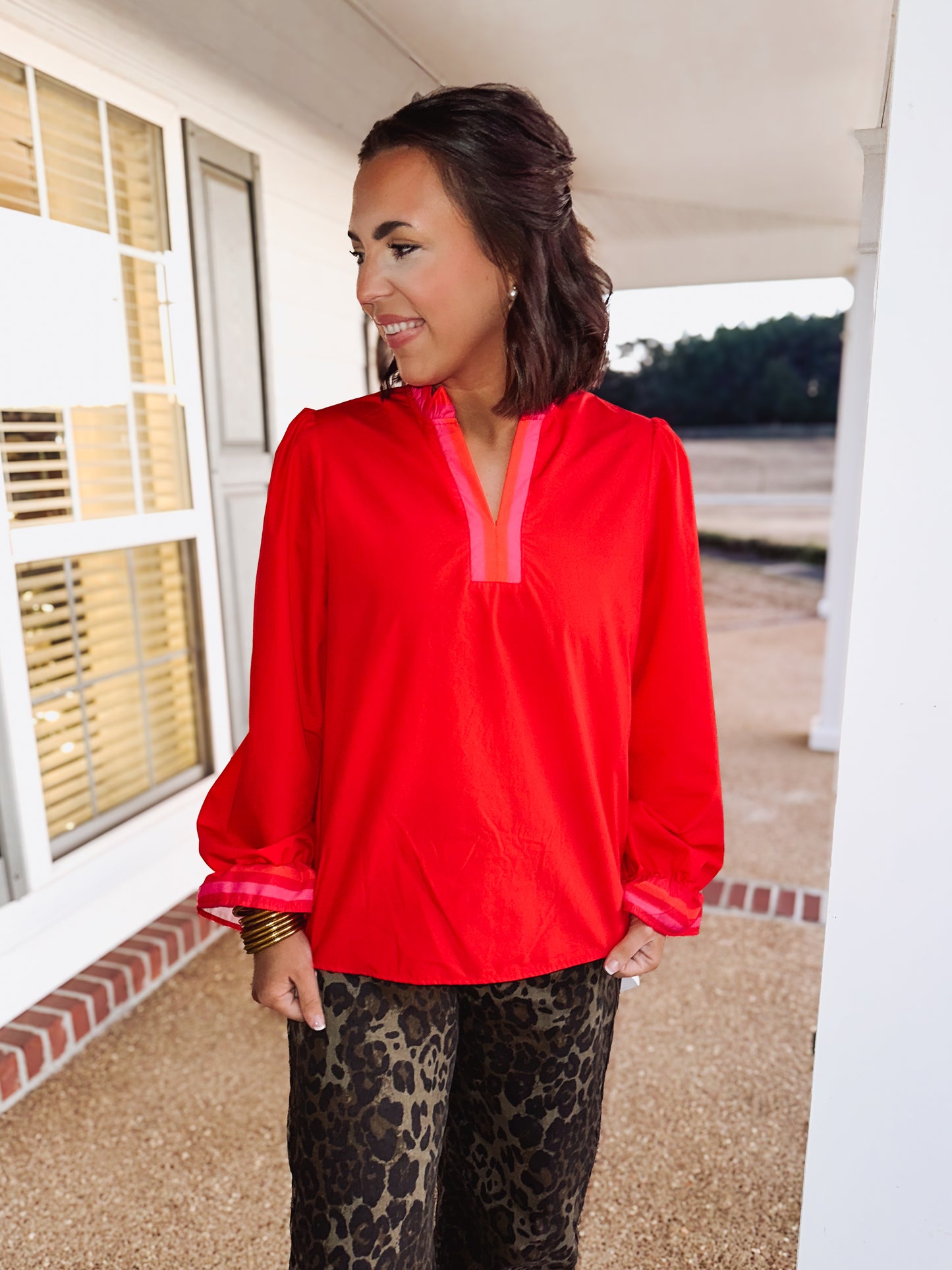 The Holly Grace Blouse in Red