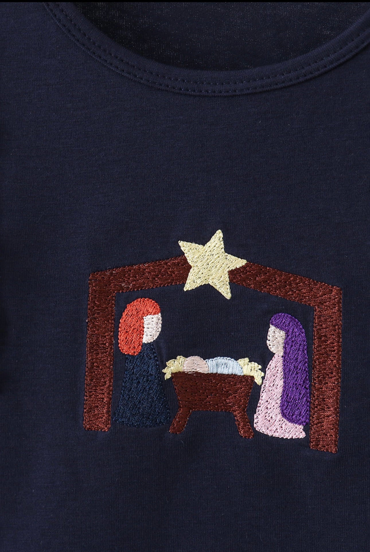 Navy Nativity Ruffle Pant Set