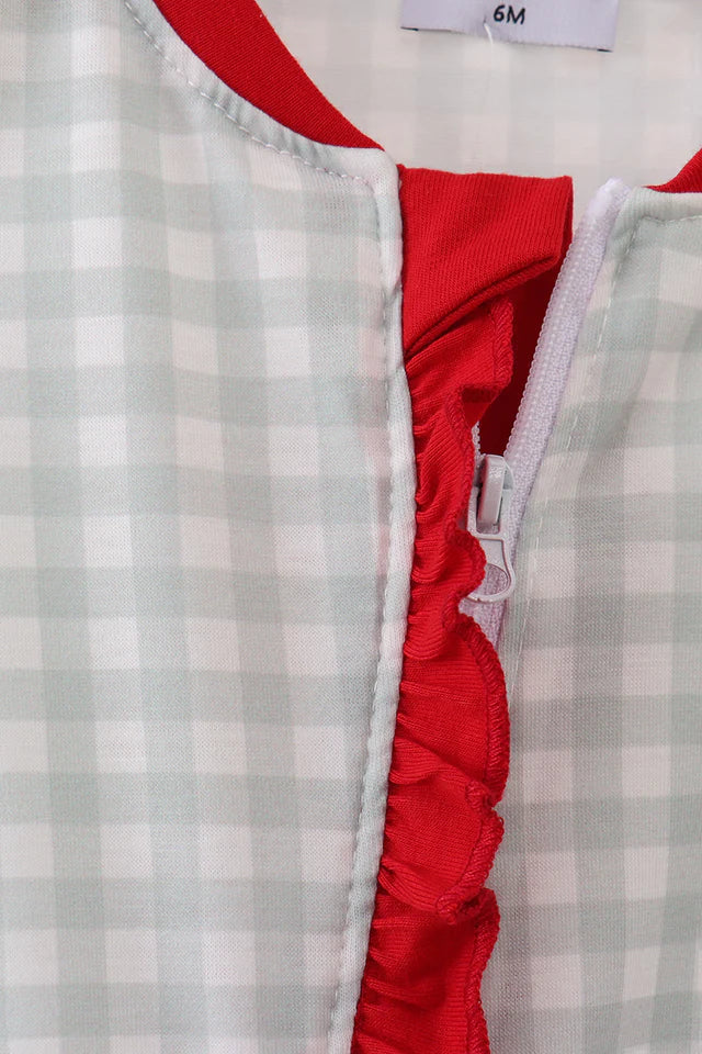 Sage Ruffle Gingham Pajama Romper