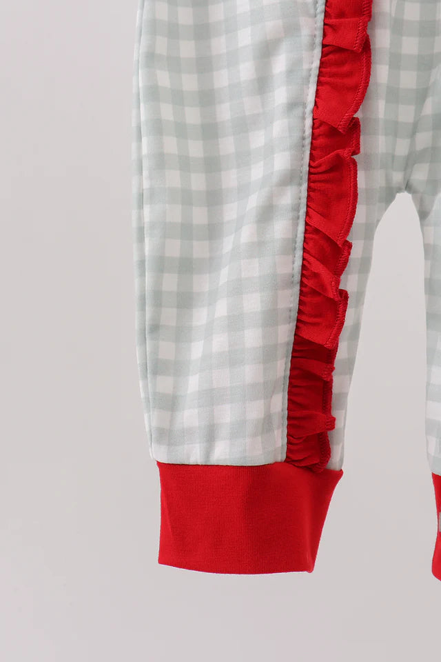 Sage Ruffle Gingham Pajama Romper