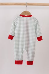 Sage Ruffle Gingham Pajama Romper