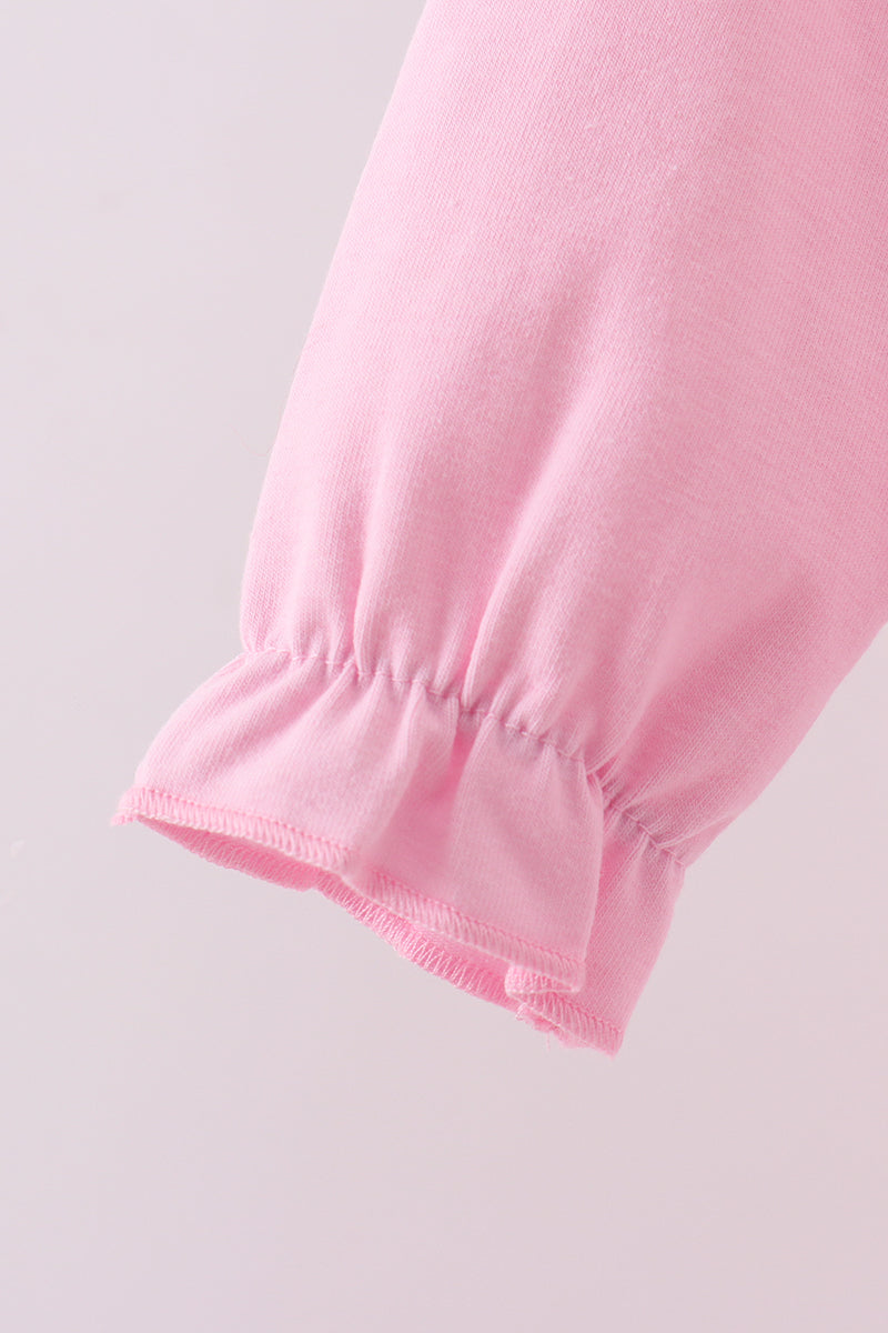 Girls Pink Cotton Applique Gingham 2pc Set