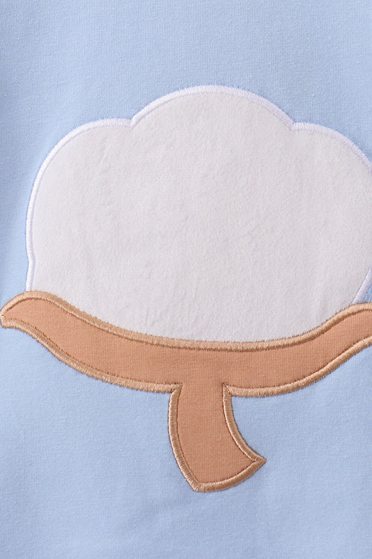 Boys Blue Cotton Applique Gingham Pants Set