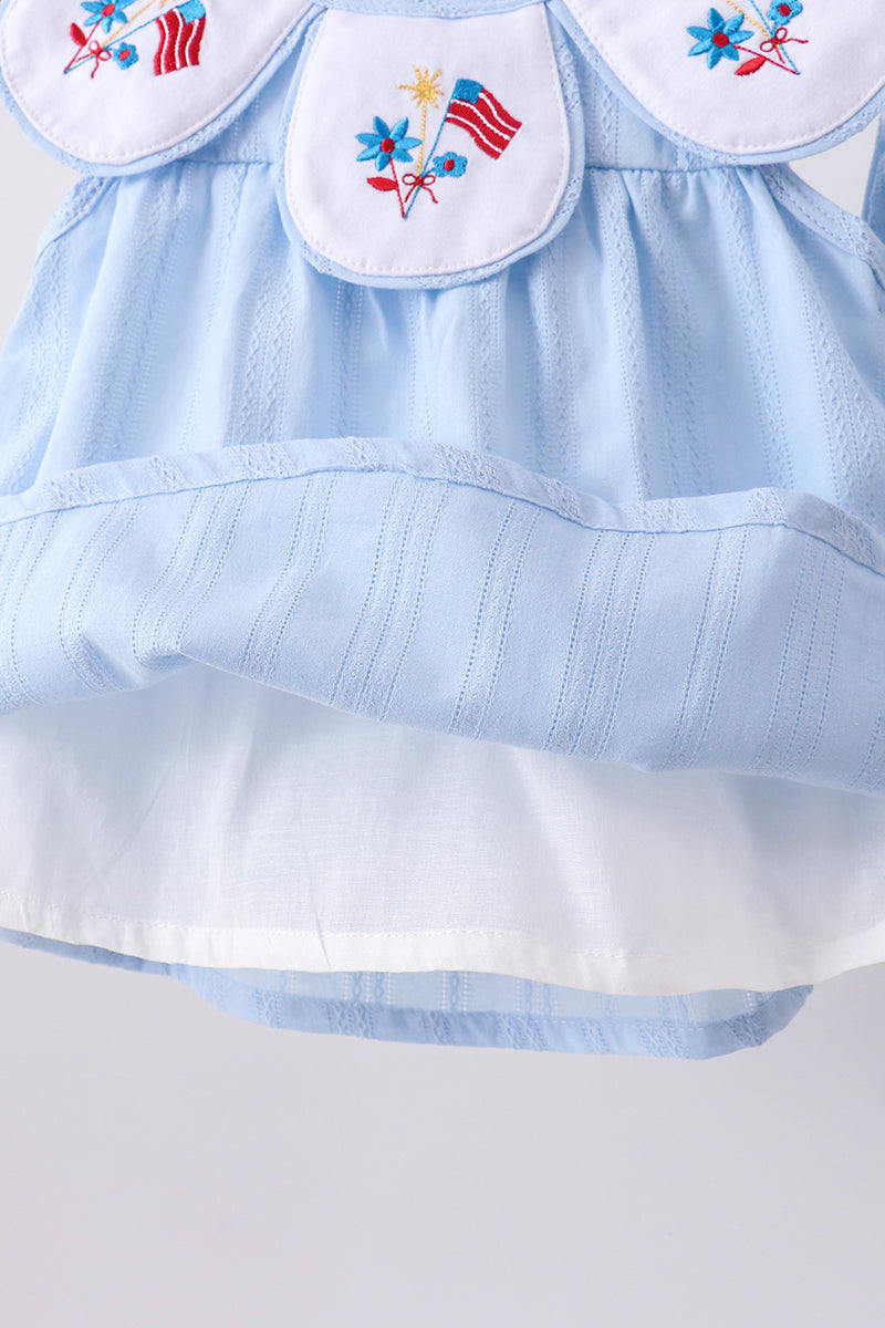 Blue Jacquard Embroidery Bloomer Set