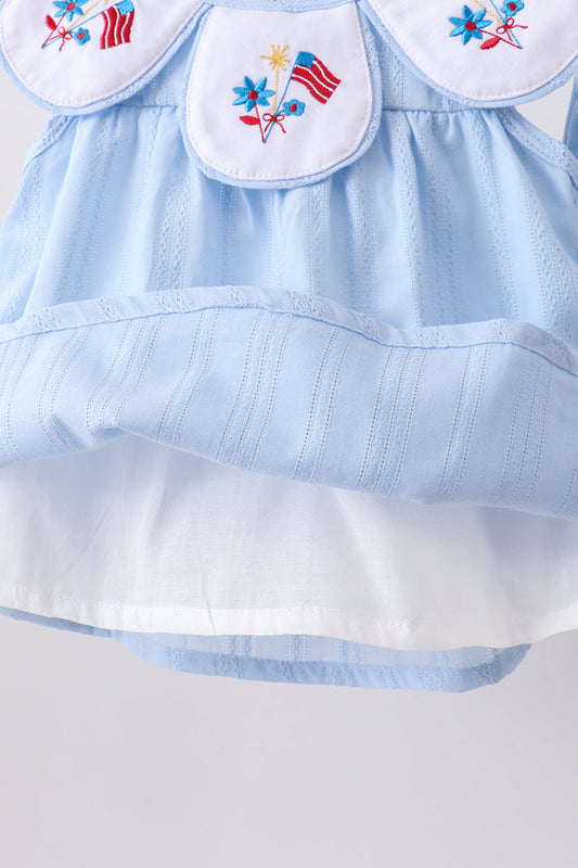 Blue Jacquard Embroidery Bloomer Set