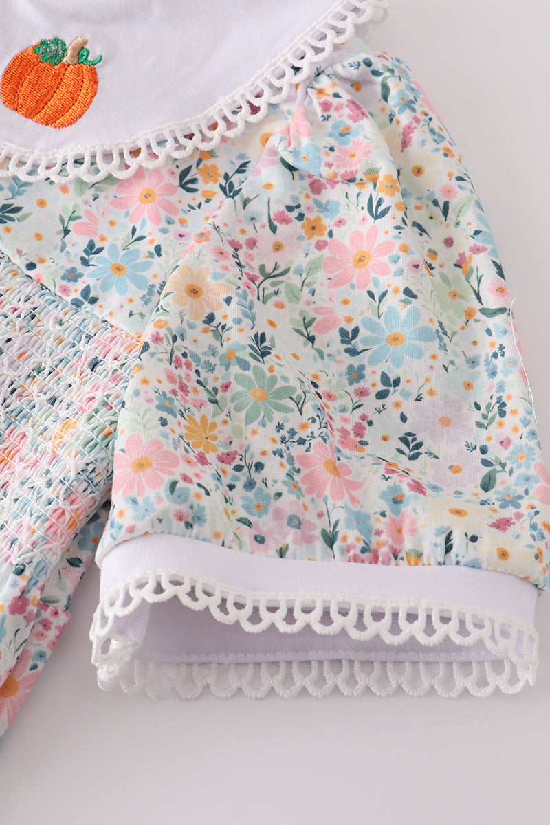 Green Floral Pumpkin Bloomer Set